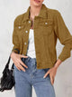 Women's Long Sleeve Denim Jacket - Button Up & Stretch Fit