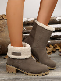 Thermal Fuzzy Block Heel Boots Trandify Deal
