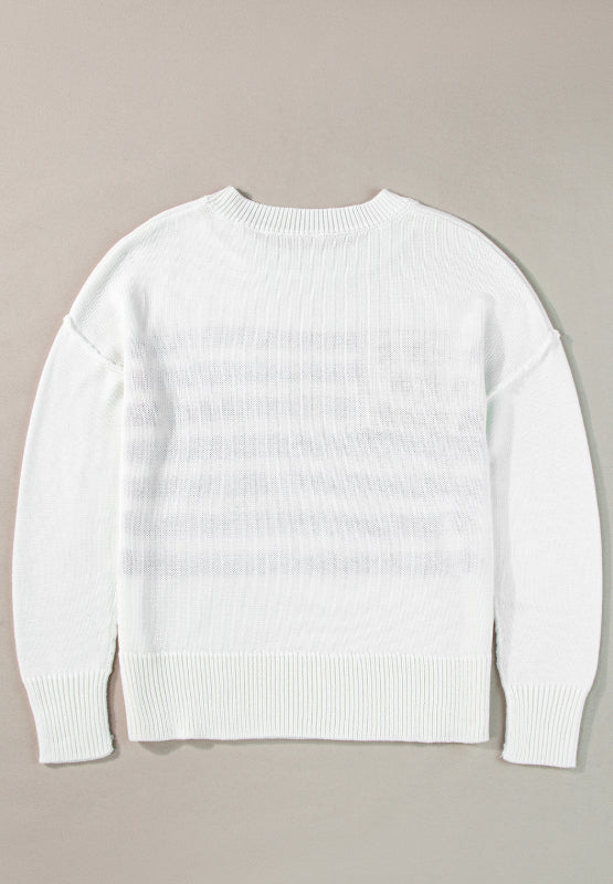 US Flag Side Slit Drop Shoulder Sweater Trandify Deal