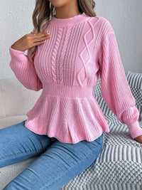 Women's Cable Knit Peplum Sweater | Cozy Acrylic Top