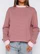 Women's Striped Oversized Sweatshirt - Soft Casual Crewneck
