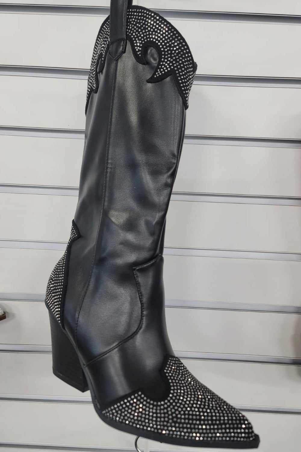 Weeboo Chunky Heel Rhinestone Decor Western Boots Trandify Deal