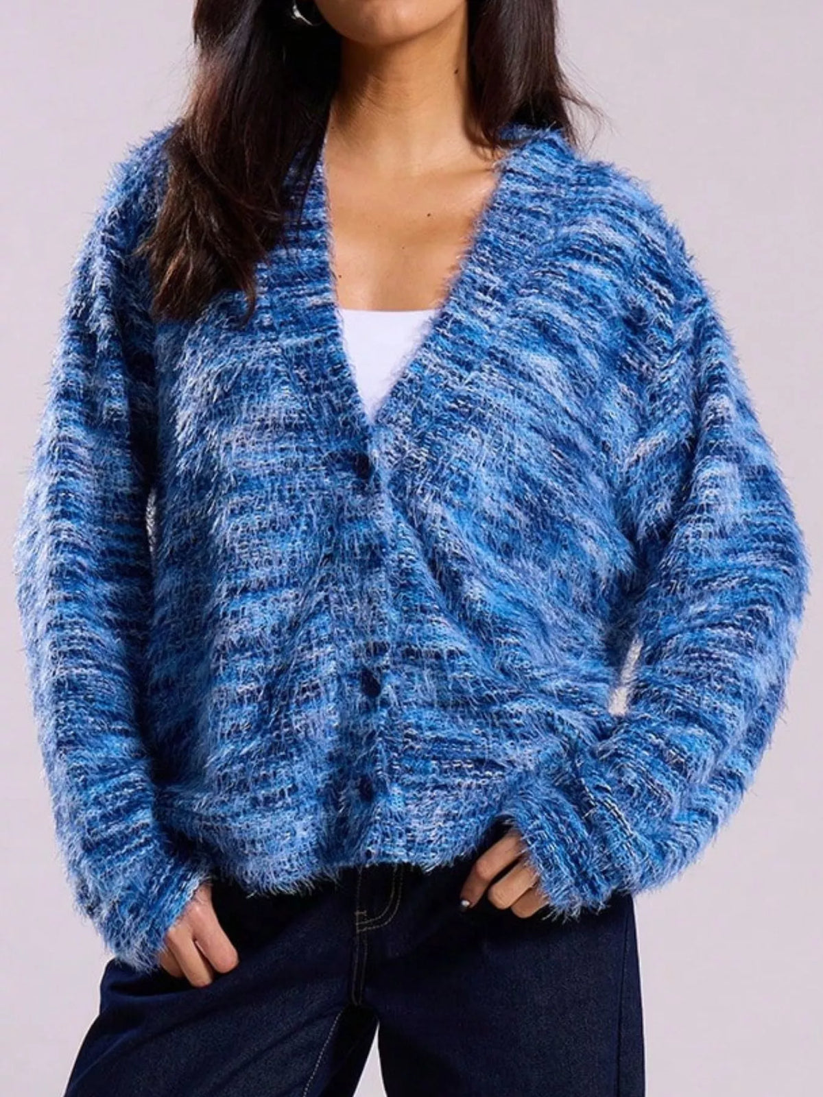 Chunky Knit V-Neck Button Cardigan | Oversized Comfort