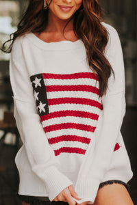 US Flag Side Slit Drop Shoulder Sweater Trandify Deal