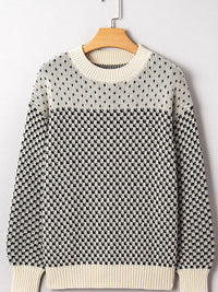 Women's contrast color lantern sleeve sweater