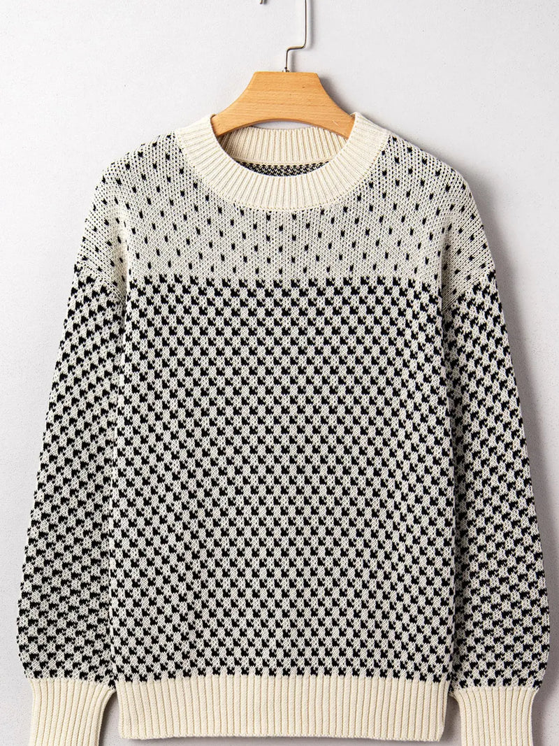 Women's contrast color lantern sleeve sweater