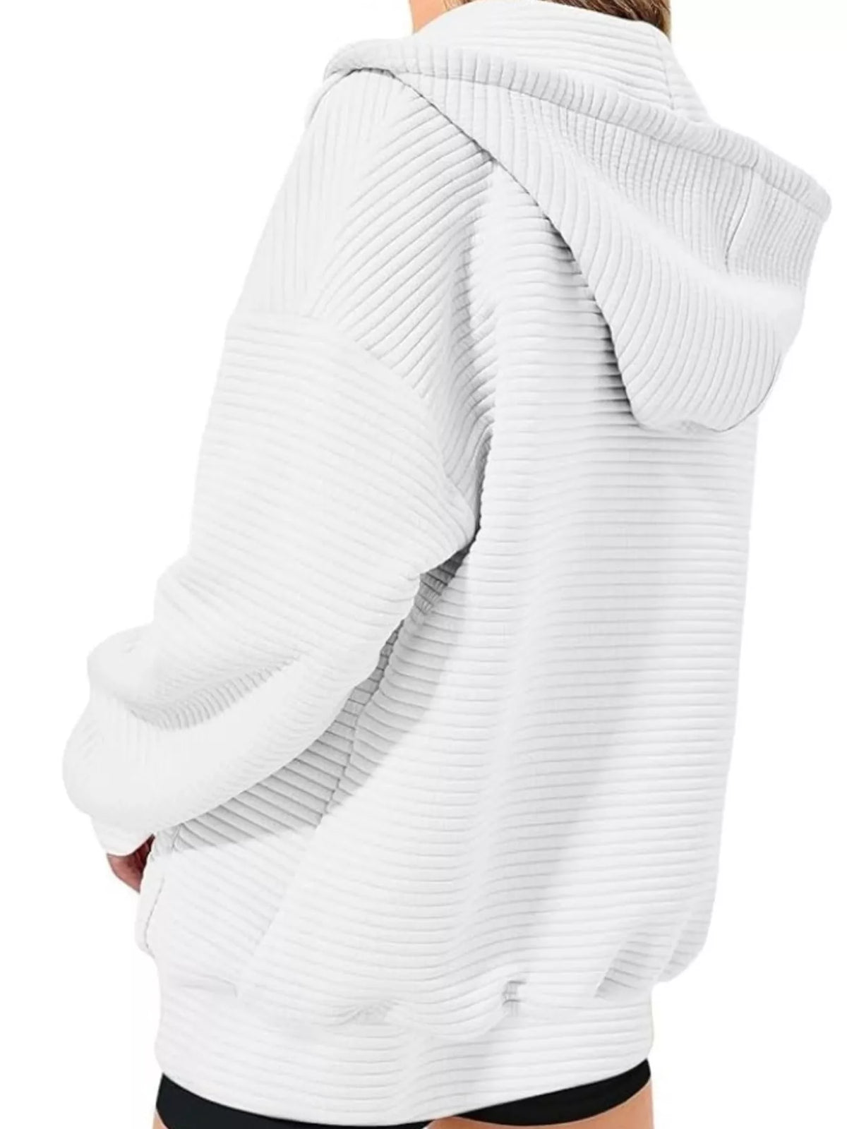 Women's Zip Up Hoodie - Oversized Cropped Style