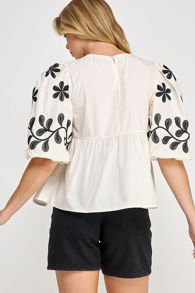 Floral Peplum Blouse for Women – Trendy Puff-Sleeve Top for Summer Outfits