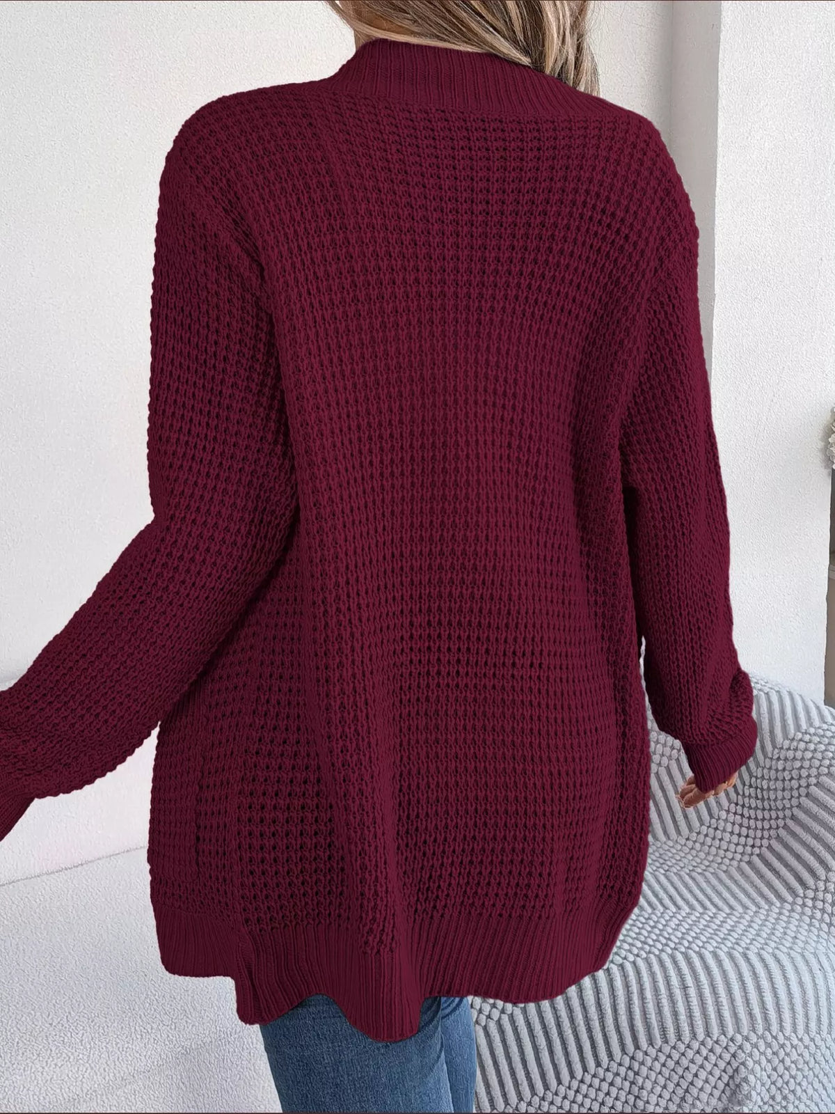 Chunky Knit Cardigan with Pockets - Open Front Women's Sweater