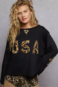 USA Patch Women's French Terry Sweatshirt - Raw Hem