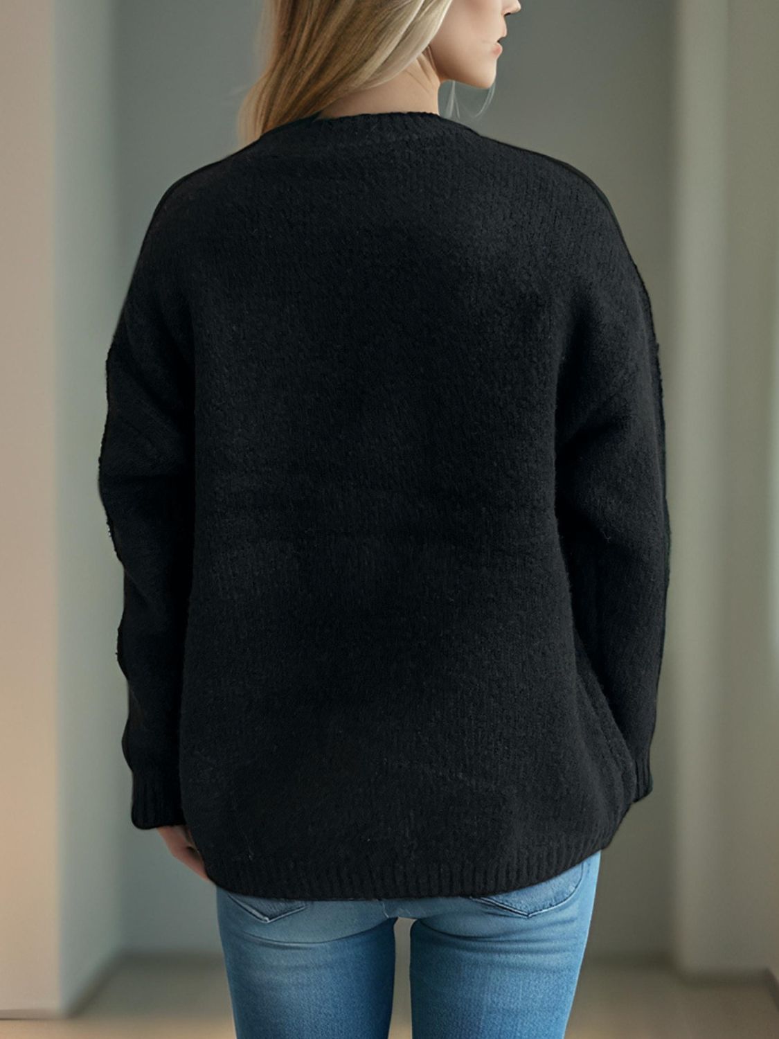 Cherry Round Neck Long Sleeve Sweater Trandify Deal