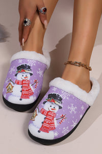 Snowman Round Toe Faux Fur Slippers Trandify Deal
