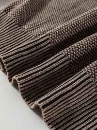 Women's beige cable knit cotton sweater casual crewneck pullover