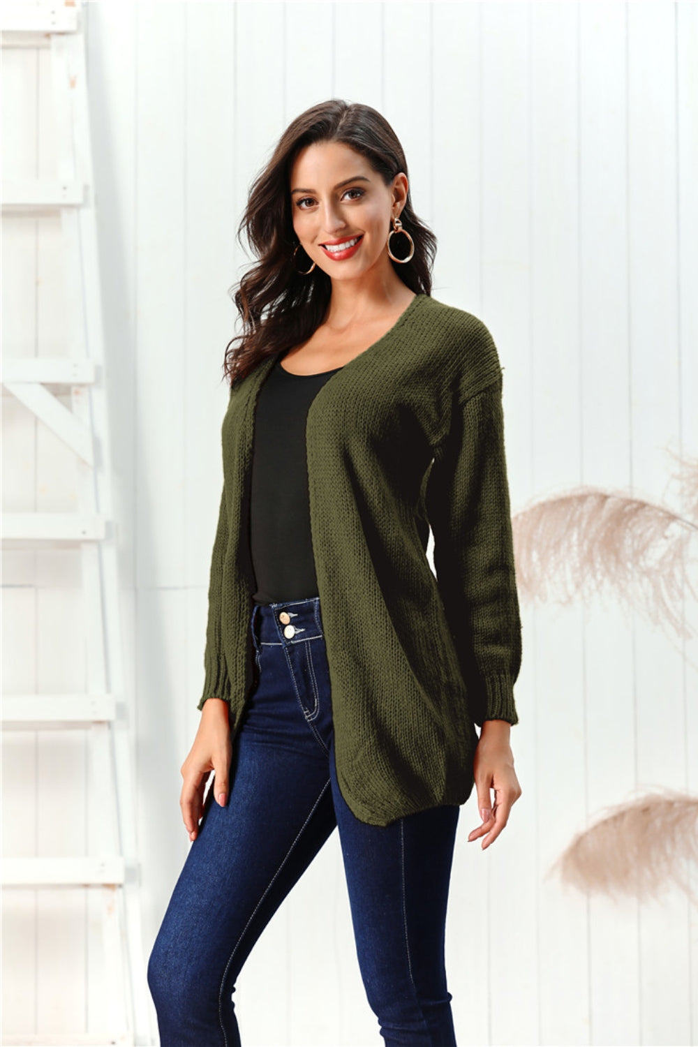 Open Front Long Sleeve Cardigan Trandify Deal