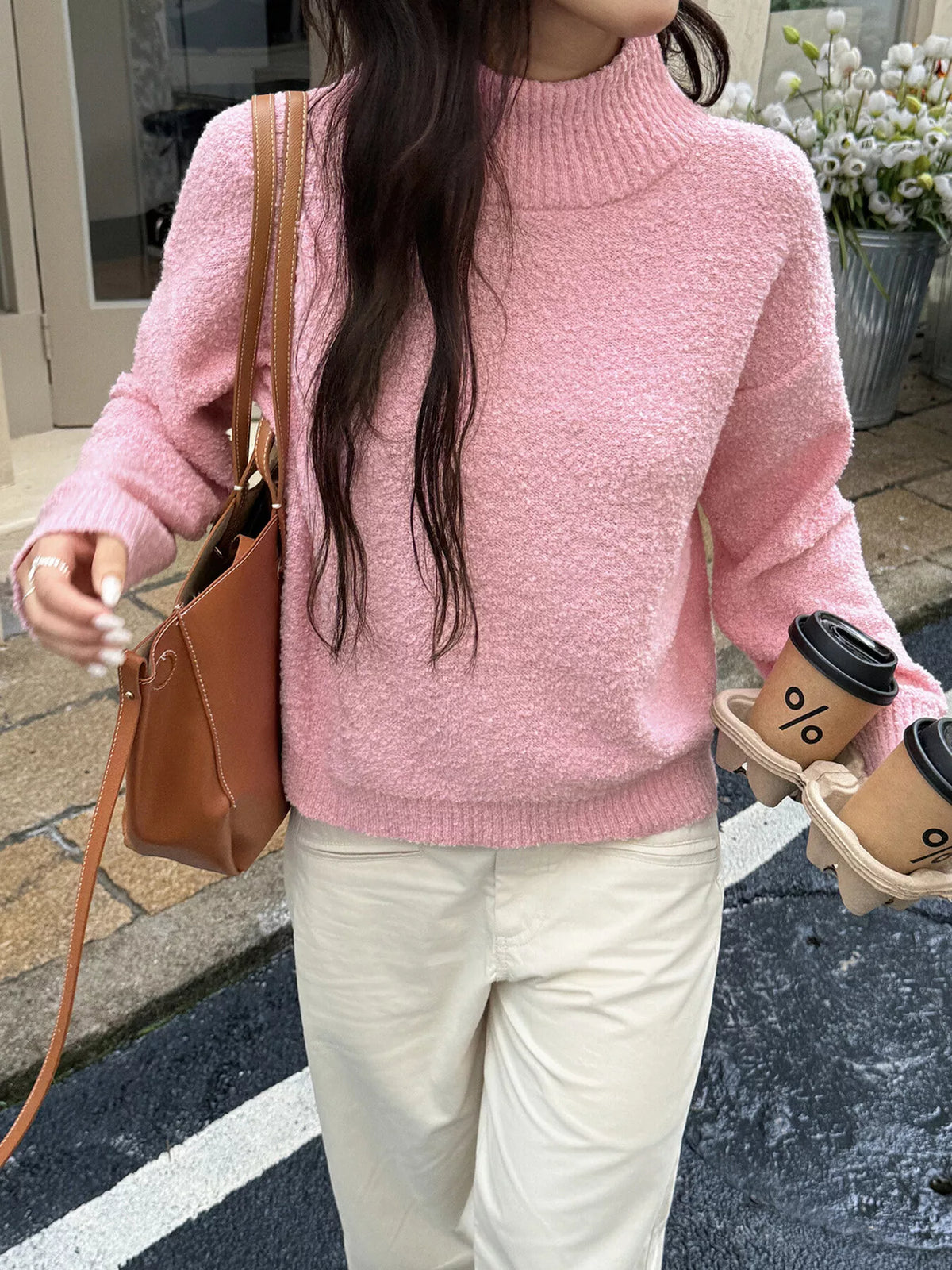 Women's Ribbed Turtleneck Sweater Long Sleeve Top for Fall Winter Fashion