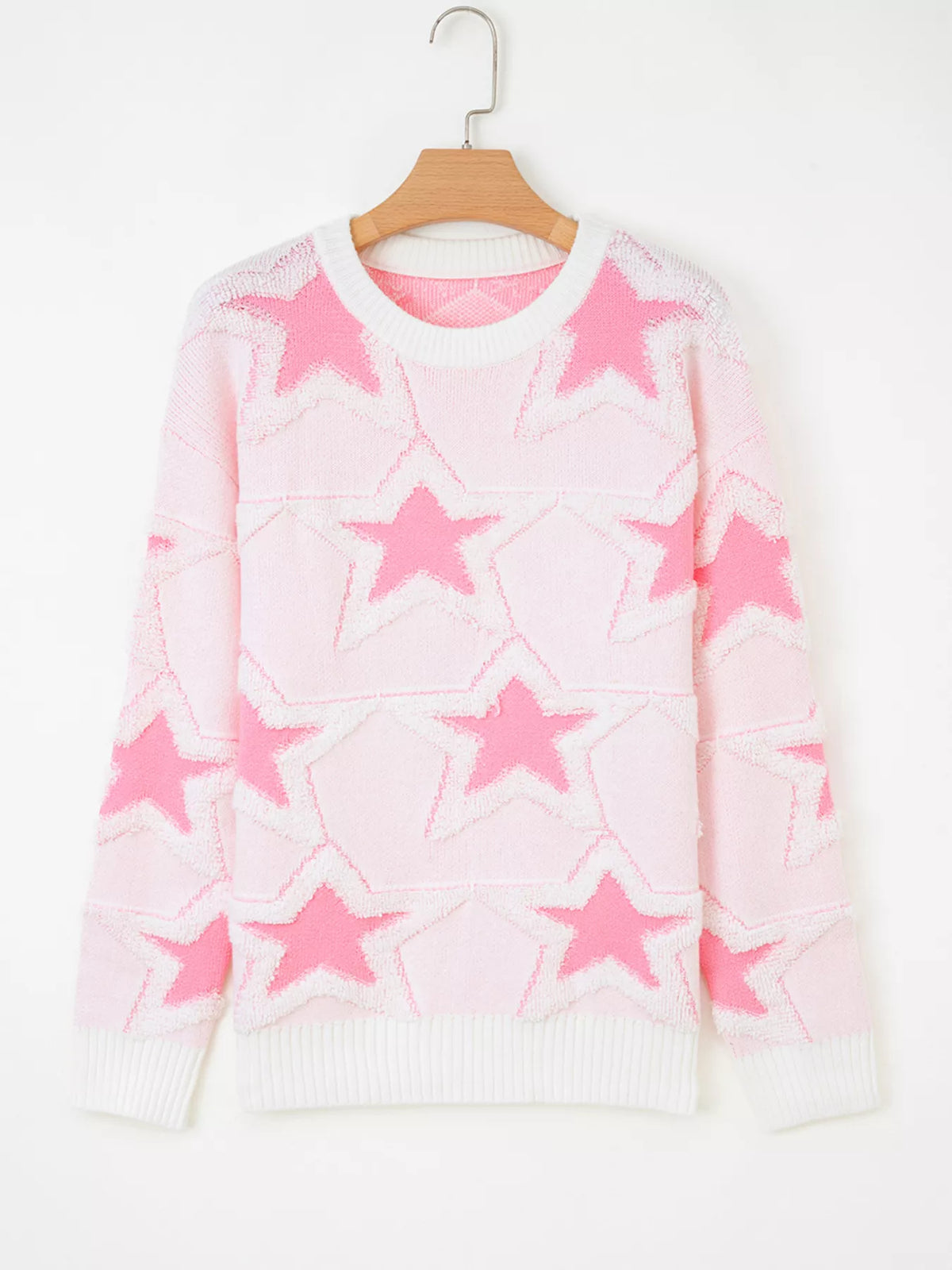 Oversized Star Pattern Sweater in White worn with boots