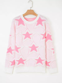 Oversized Star Pattern Sweater in White worn with boots