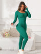 Scoop Neck Long Sleeve Active Jumpsuit Trandify Deal
