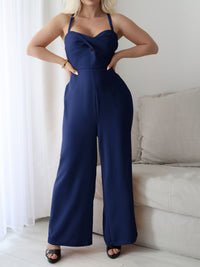 Devine Tie-Back Backless Crisscross Jumpsuit - Front View