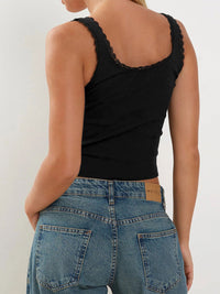 Lace Detail Square Neck Tank Trandify deal
