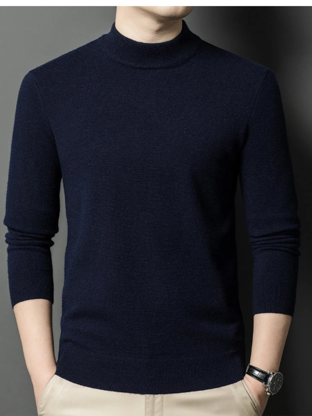 Big & Tall Slim Fit Mock Neck Sweater – Winter Warm Men’s Fashion Essential
