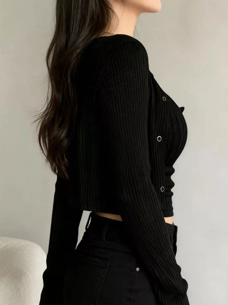 Ribbed Knit Cardigan and Tank Top 2-Piece Set