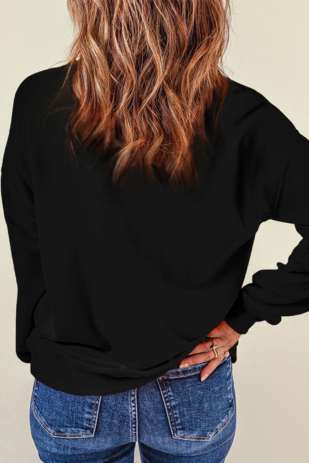 Letter Graphic Round Neck Long Sleeve Sweatshirt Trandify Deal