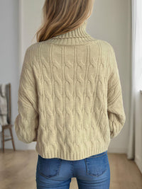 Cable-Knit Turtleneck Long Sleeve Sweater Trandify Deal