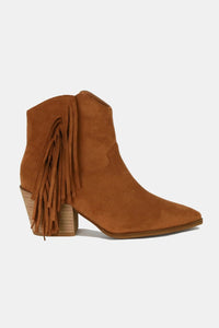 Beast Fashion Suede Fringe Point Toe Ankle Boots Trandify Deal