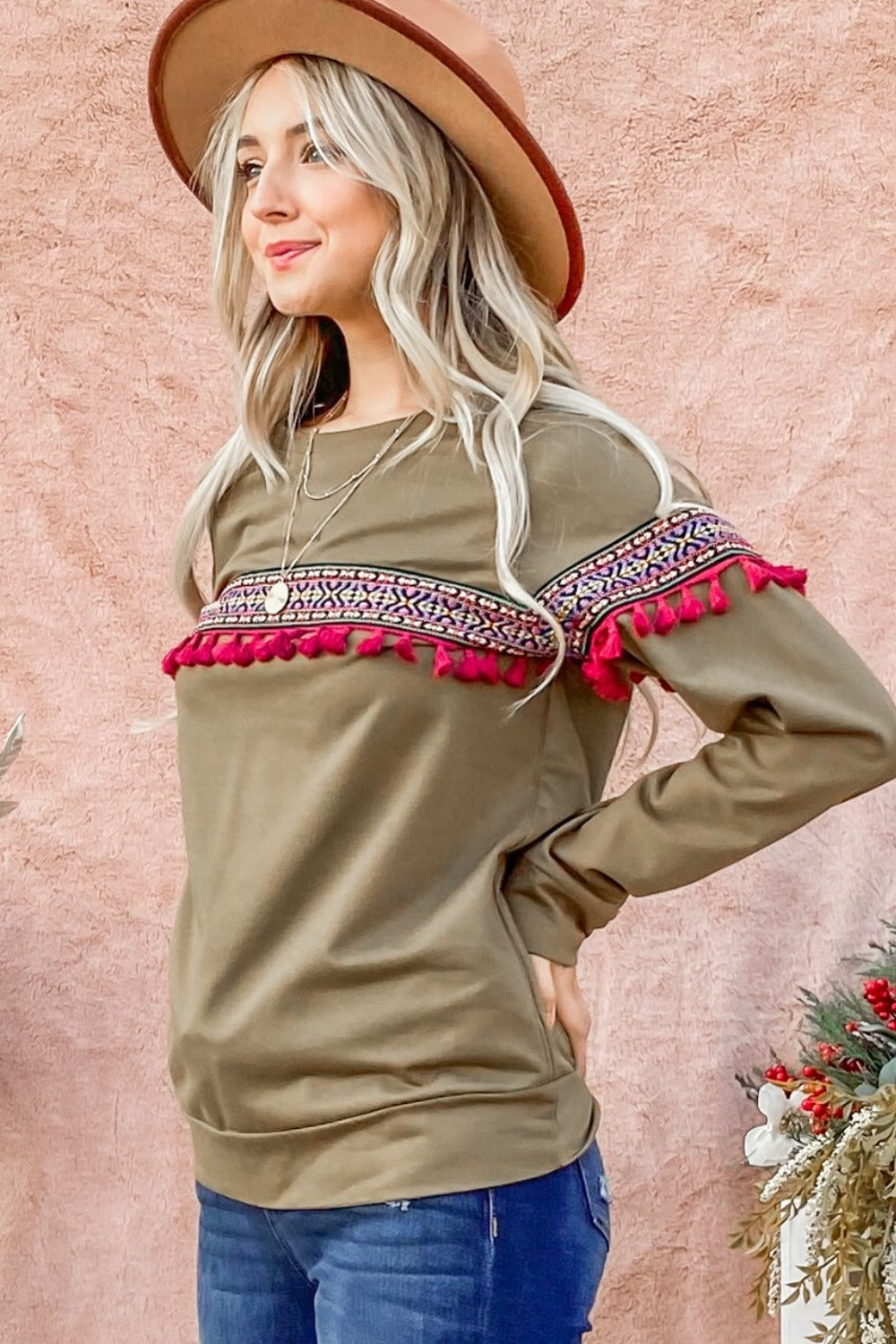 Ethnic Ribbon Tassel Trim Top Trandify Deal