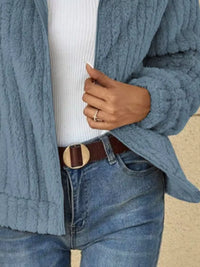 Plus Size Textured Zip Jacket for Women | Casual Long Sleeve