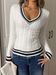 Women’s Cream Cable Knit Sweater – Cozy Winter Pullover