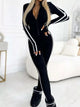 Plus Size Striped Jumpsuit with Zip-Front