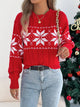 Women's Christmas Cable Knit Sweater with a close-up of the festive snowflake and cable knit pattern.