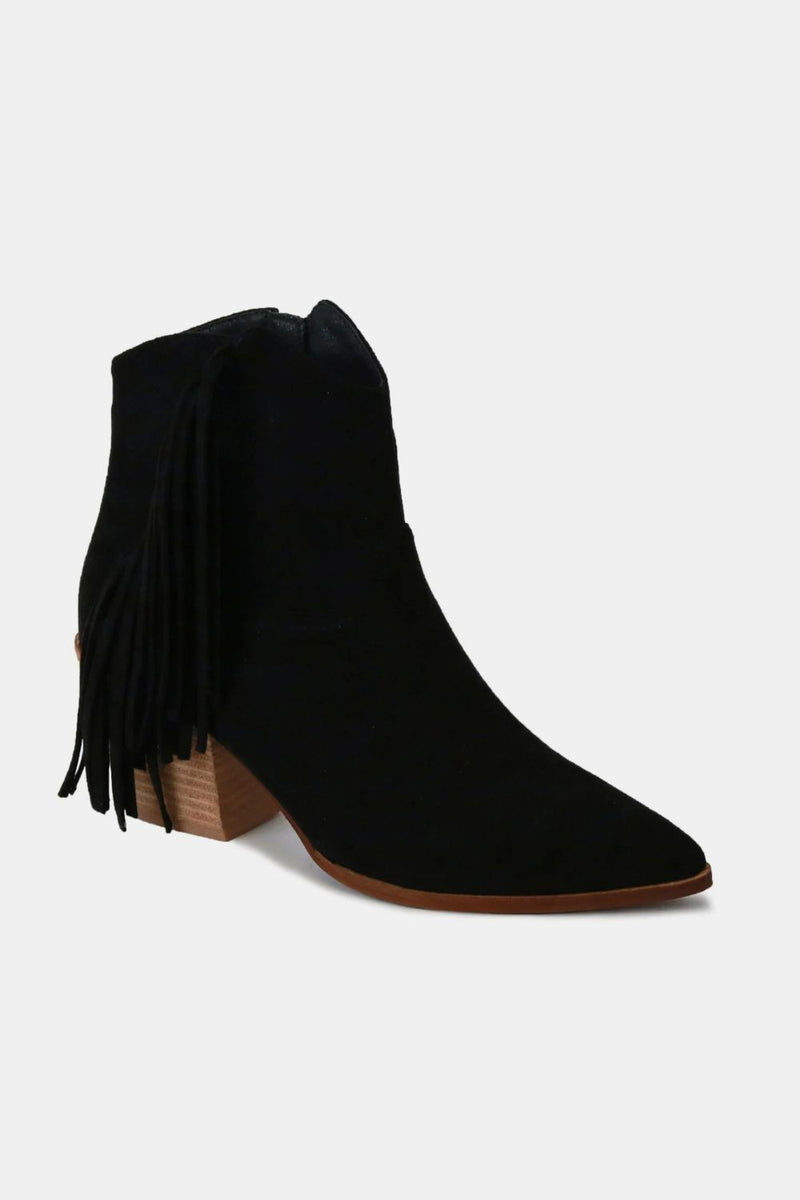 Beast Fashion Suede Fringe Point Toe Ankle Boots Trandify Deal