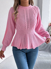 Women's Cable Knit Peplum Sweater | Cozy Acrylic Top