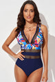 Printed Mesh Plunge One-Piece Swimsuit Trandify deal