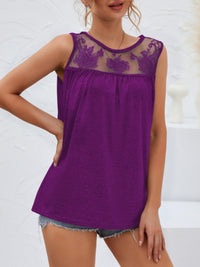Lace Detail Round Neck Tank Trandify deal