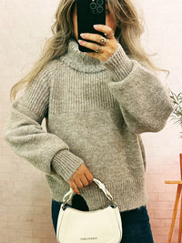 Women's Ribbed Turtleneck Sweater - Cozy Long Sleeve Top