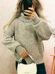 Women's Ribbed Turtleneck Sweater - Cozy Long Sleeve Top