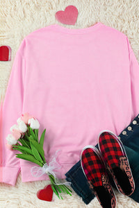 Contrast Heart Long Sleeve Sweatshirt Trandify Deal