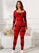 Scoop Neck Long Sleeve Active Jumpsuit Trandify Deal