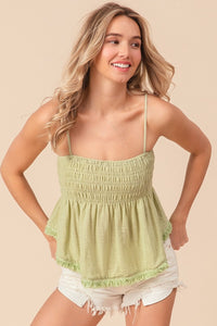 BiBi Fringed Hem Smocked Cami Trandify Deal