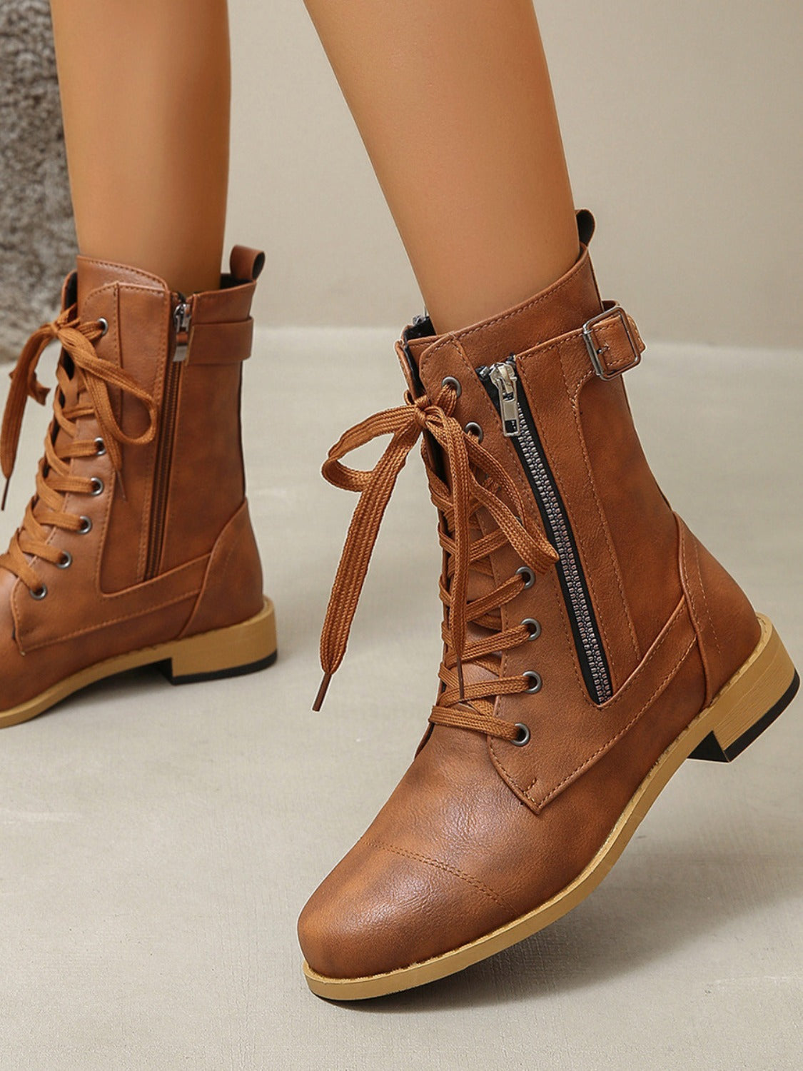 PU Leather Lace-Up Boots Trandify deal