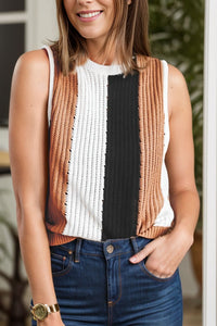 Color Block Round Neck Sweater Vest Trandify Deal