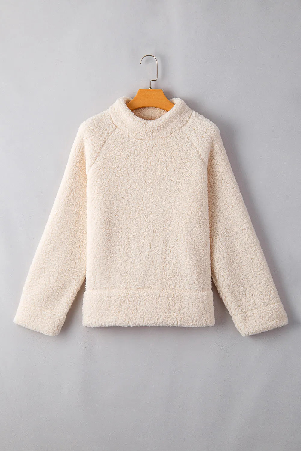 Turtleneck Long Sleeve Slit Fleece Sweatshirt Trandify Deal