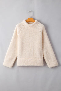 Turtleneck Long Sleeve Slit Fleece Sweatshirt Trandify Deal