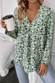 Printed V-Neck Long Sleeve Blouse Trandify Deal