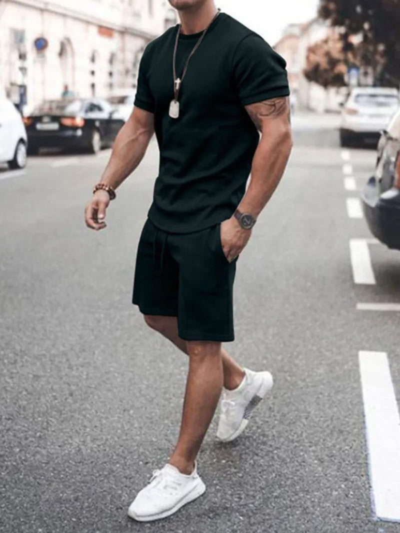 Men’s Plus Size Summer Outfit – 2-Piece T-Shirt & Shorts Set | Free Shipping
