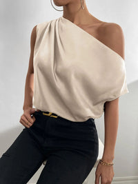 Ruched Single Shoulder Blouse Trandify deal